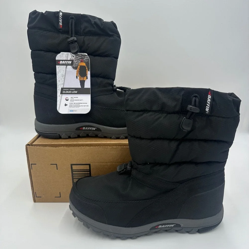 Baffin Winter Boots Womens 9 Black Cloud Low Waterproof Insulated EASE-W008 NEW